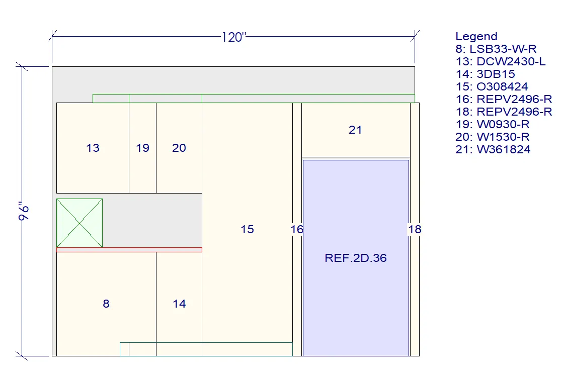 10x10 Kitchen Layout Design - Aria Navy Blue Shaker Cabinets