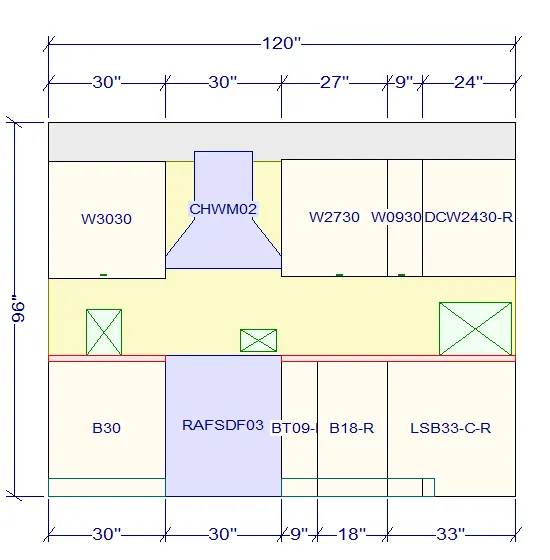 10x10 L-Shape Kitchen Layout Design - Charleston White Cabinets