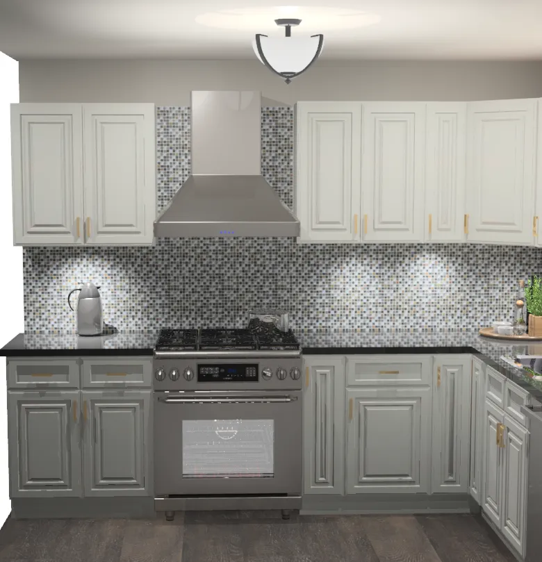 10x10 L-Shape Kitchen Layout Design - Charleston White Cabinets