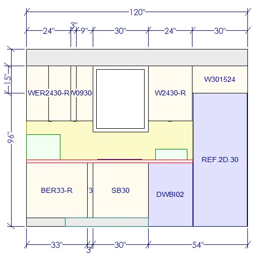 10x10 L-Shape Kitchen Layout Design - Rustic Oak Cabinets