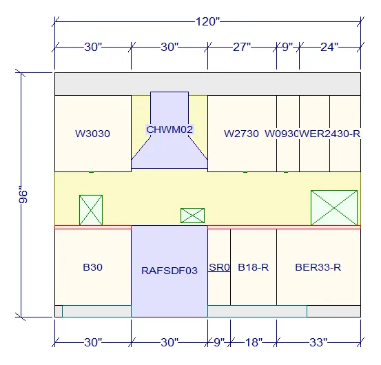 10x10 L-Shape Kitchen Layout Design - Rustic Oak Cabinets