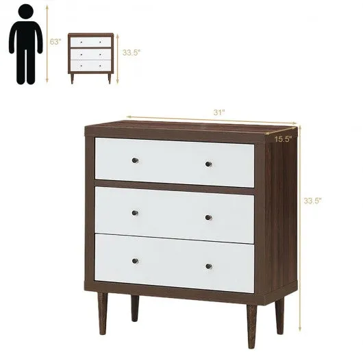 3 Drawer Dresser Wooden Chest Storage Freestanding Cabinet