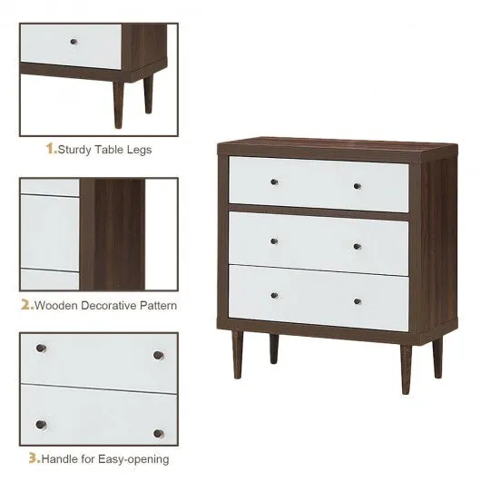 3 Drawer Dresser Wooden Chest Storage Freestanding Cabinet