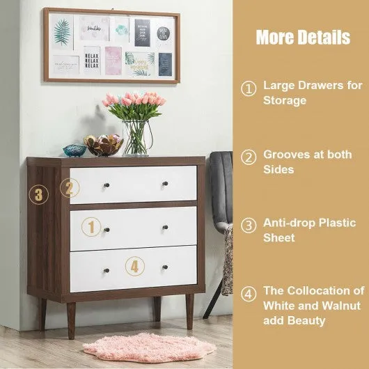 3 Drawer Dresser Wooden Chest Storage Freestanding Cabinet