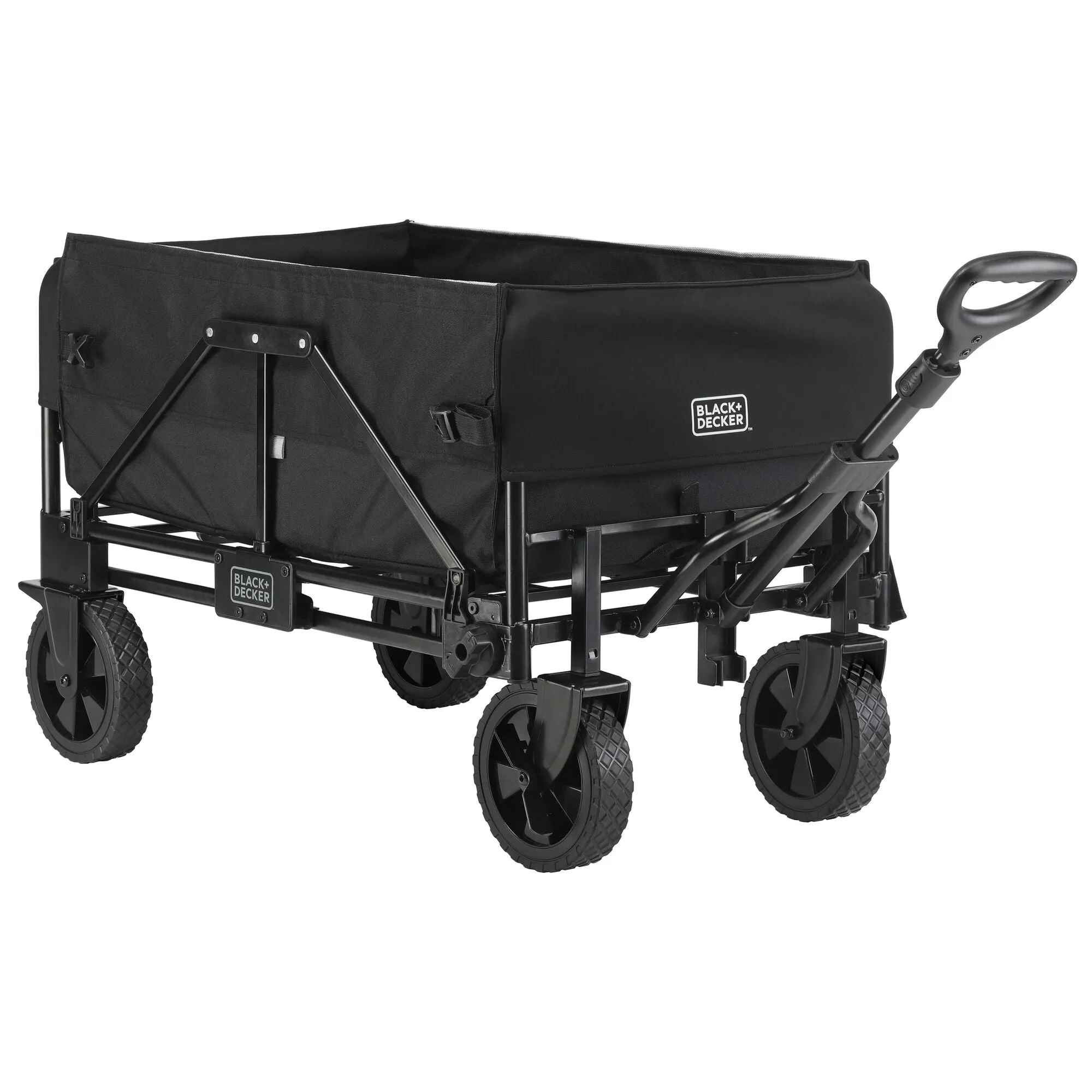 3 in 1 Collapsible Storage Cart, Utility Wagon, Hand Truck, Holds up to 150 lbs., Black