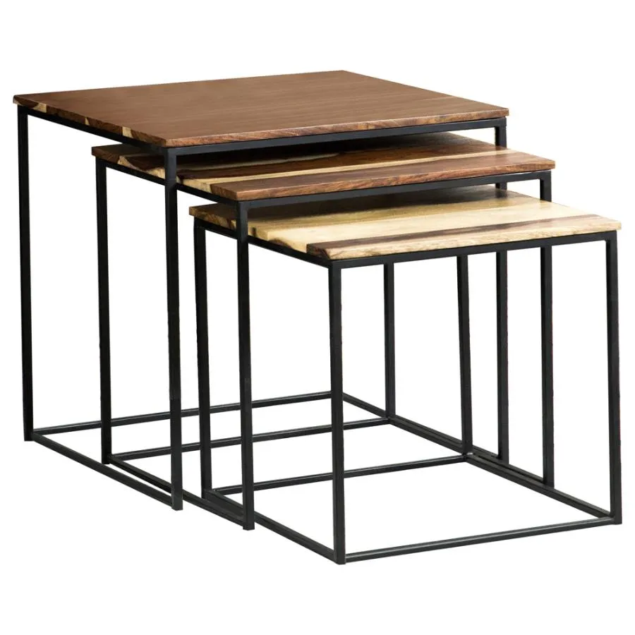 3-piece Square Nesting Tables Natural and Black