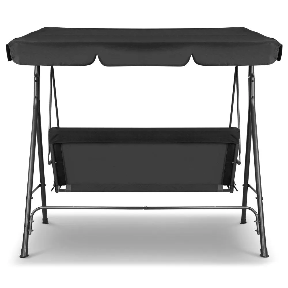 3 Seater Outdoor Swing Chair Canopy Shade Garden Seating Black