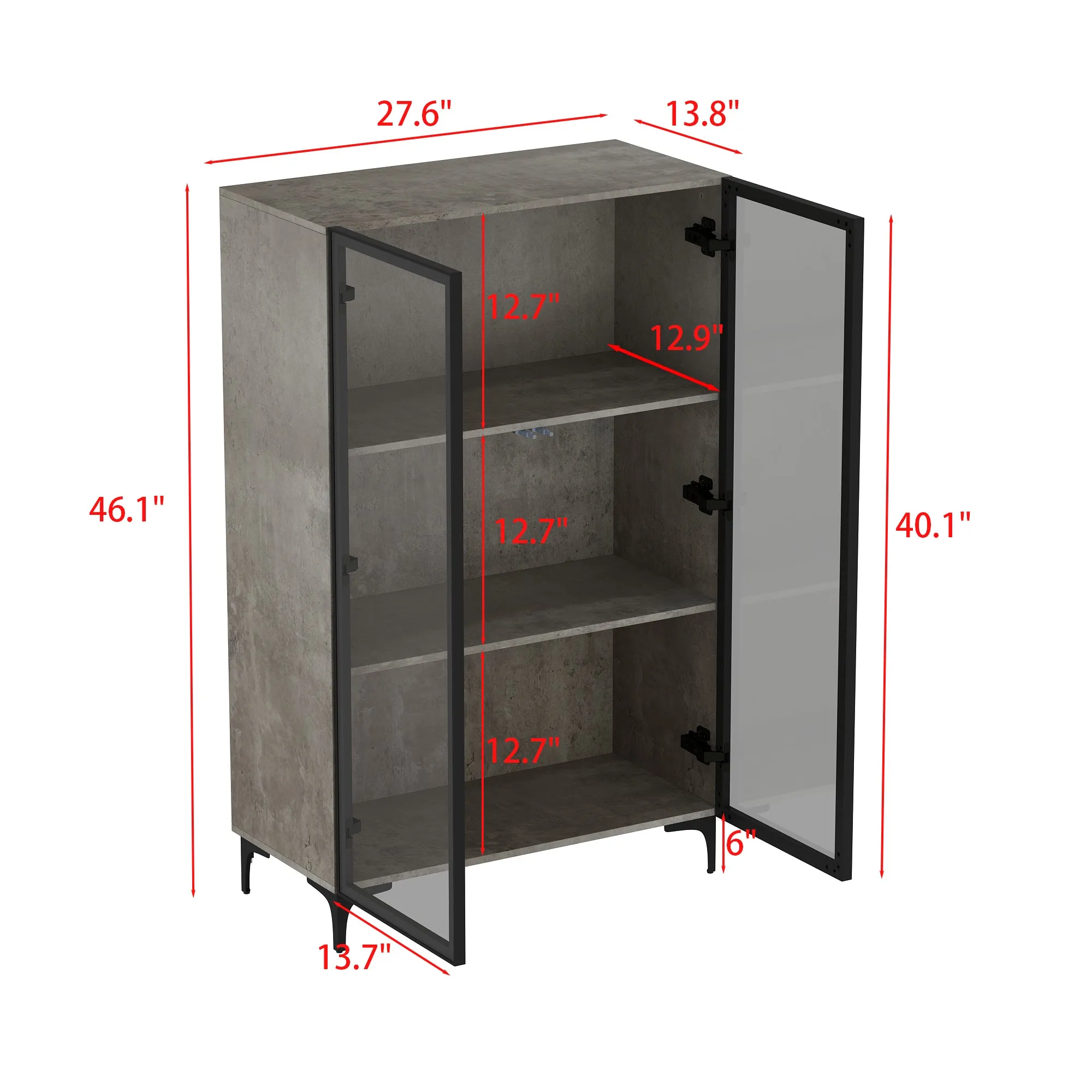 3-Tier Glass Door Display Case With LED Light