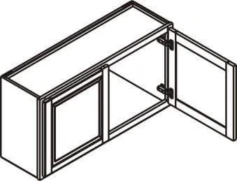 30" Wide Bridge White Double Shaker 1-1/4" Overlay Wall Cabinet - Double Door 12", 15", 18", 21" & 24" Tall