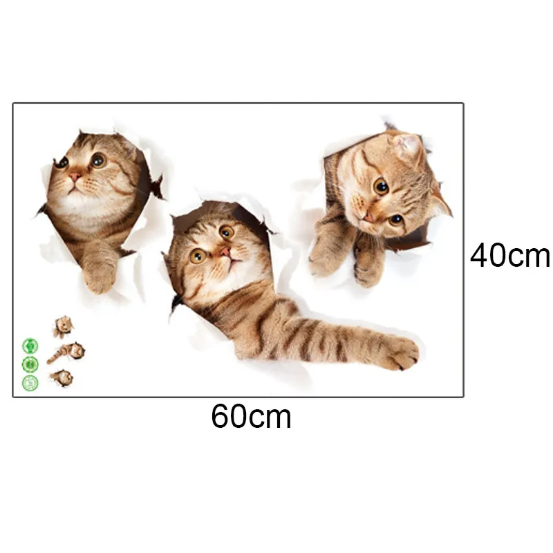 3D Cat Wall Sticker Hole View Vivid Living Room Home Decor Wall Decals Cat Wall Sticker Cute Cat Pos