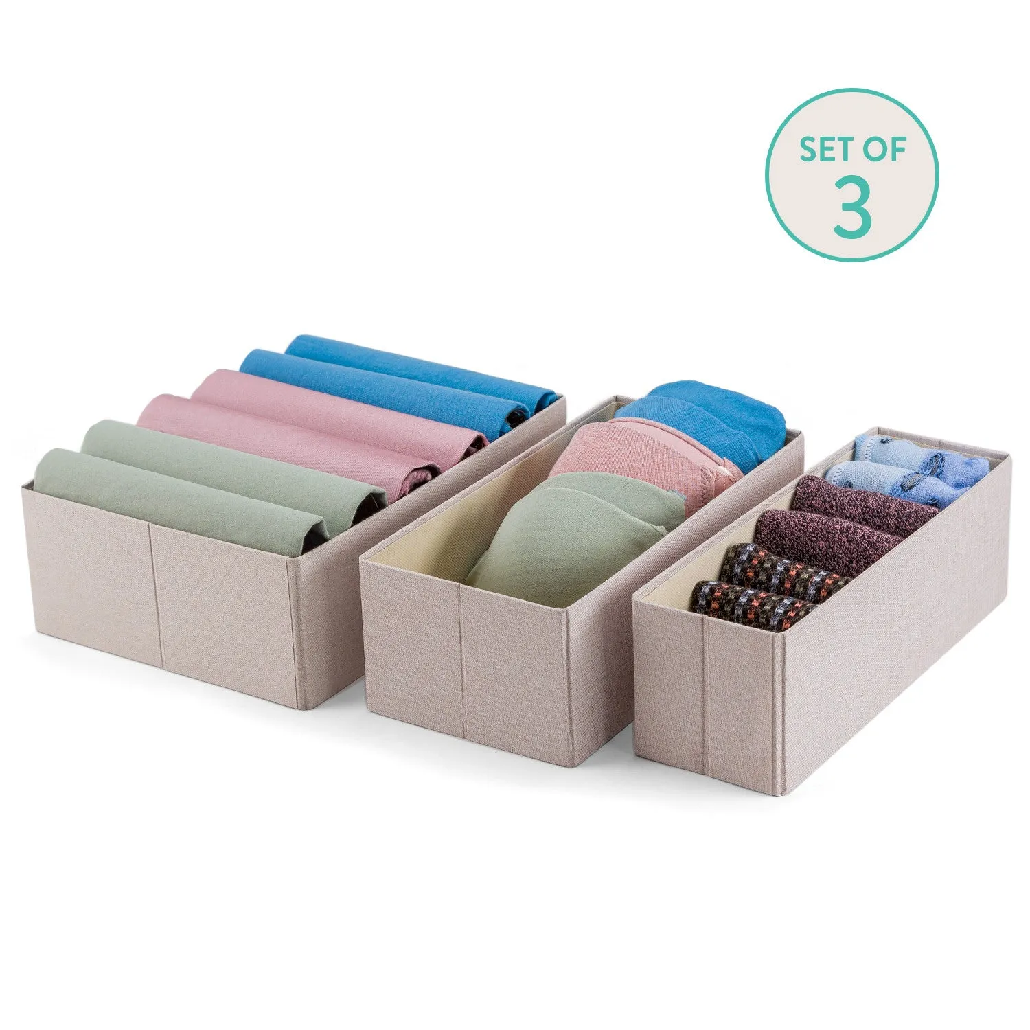 3Pcs Set Decorative Foldable Organizers - Twilight Linen