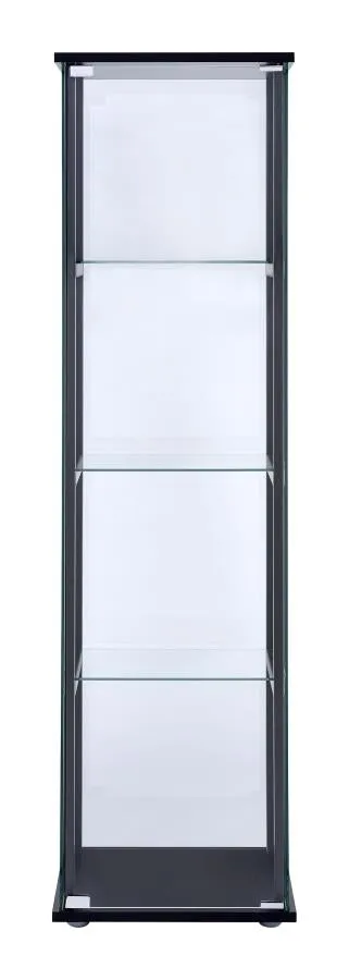 4-shelf Glass Curio Cabinet Black and Clear