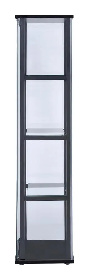 4-shelf Glass Curio Cabinet Black and Clear