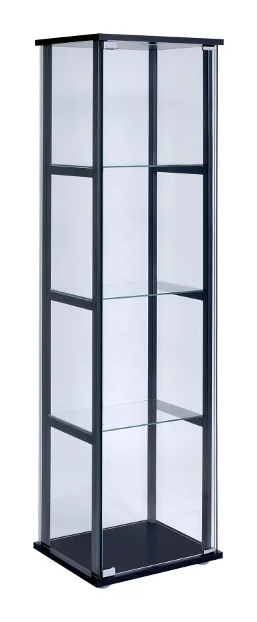 4-shelf Glass Curio Cabinet Black and Clear