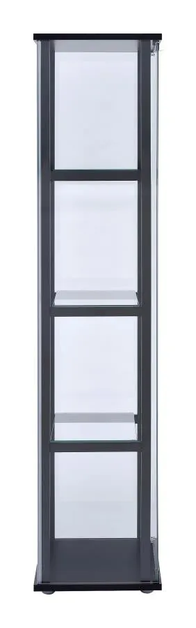 4-shelf Glass Curio Cabinet Black and Clear