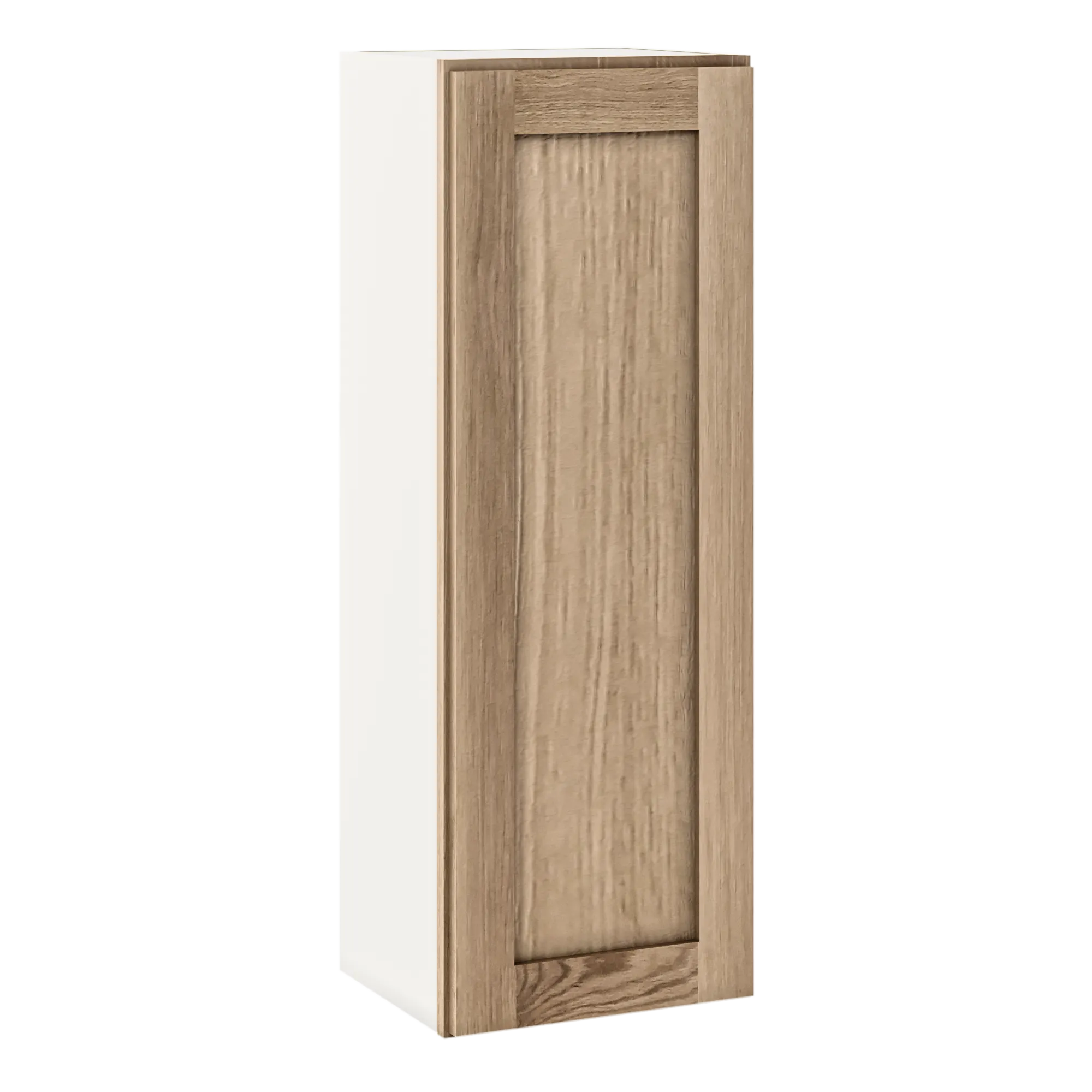 42" Tall Natural Color White Oak Shaker 1-1/4" Overlay Wall Cabinet - Single Door 9", 12", 15", 18", 21"