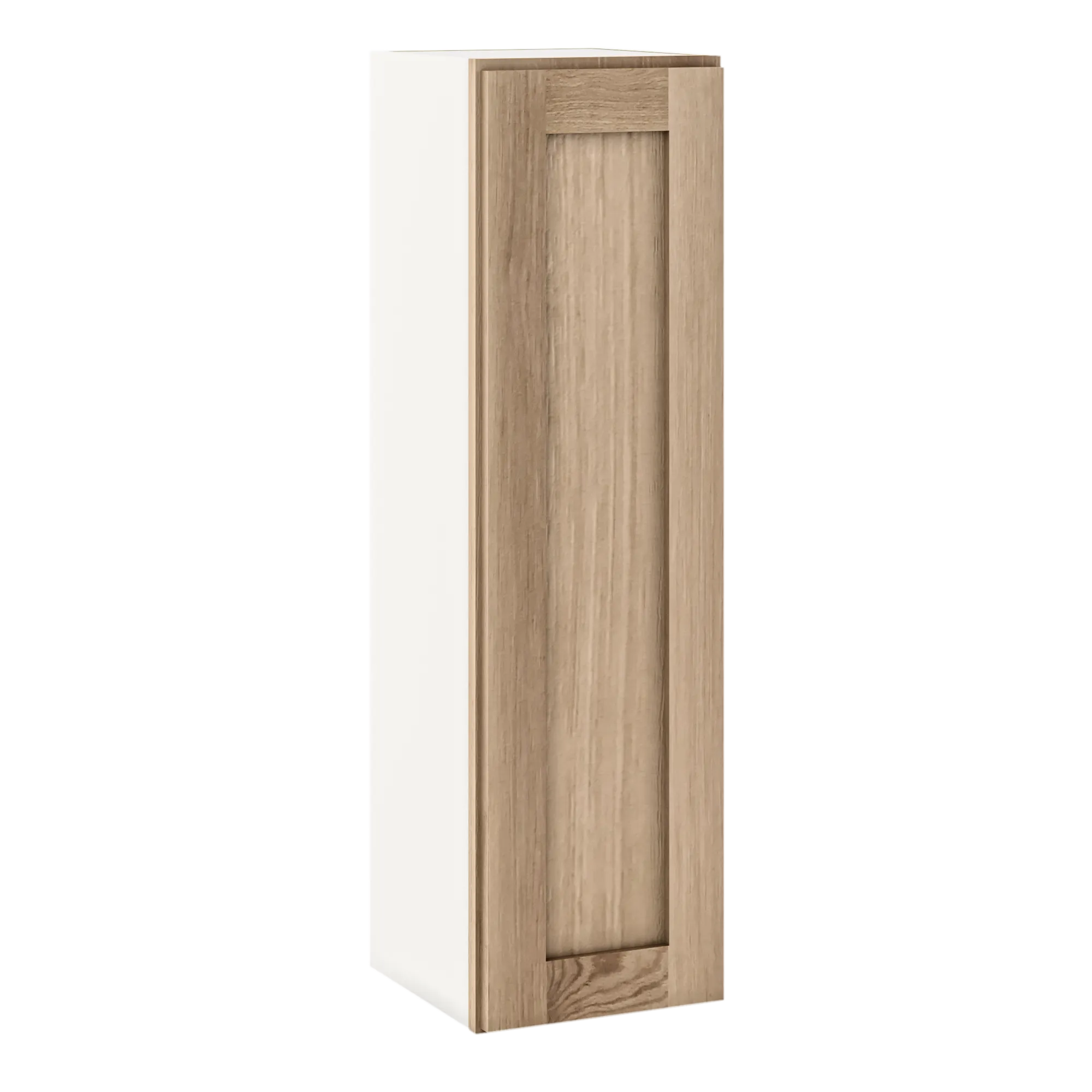 42" Tall Natural Color White Oak Shaker 1-1/4" Overlay Wall Cabinet - Single Door 9", 12", 15", 18", 21"