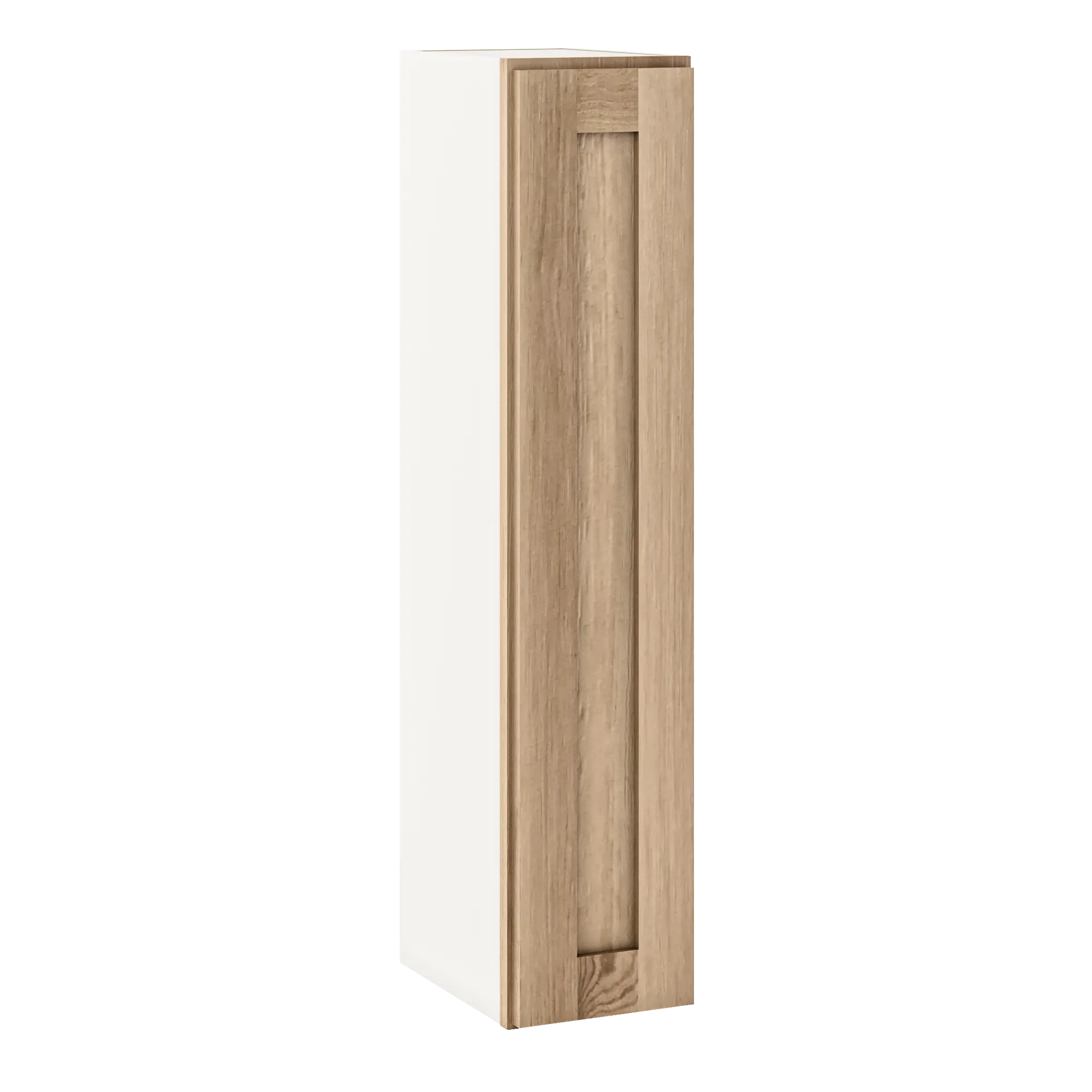 42" Tall Natural Color White Oak Shaker 1-1/4" Overlay Wall Cabinet - Single Door 9", 12", 15", 18", 21"