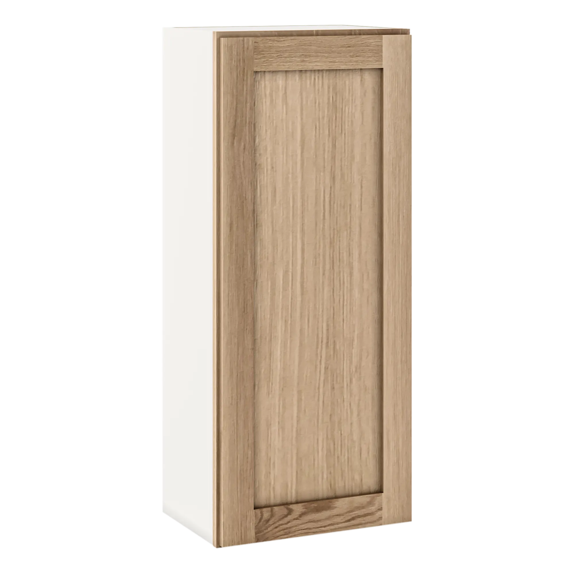 42" Tall Natural Color White Oak Shaker 1-1/4" Overlay Wall Cabinet - Single Door 9", 12", 15", 18", 21"