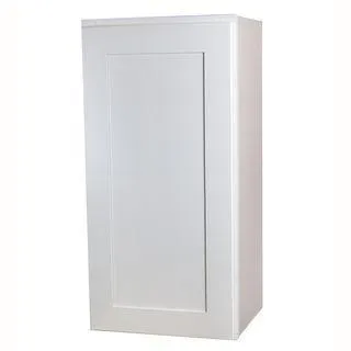 42" Tall White Shaker 1-1/4" Overlay Wall Cabinet - Single Door 9", 12", 15", 18", 21"