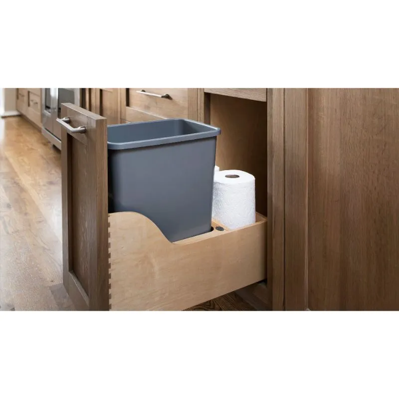 4WCSC Series Metallic Silver Bottom-Mount Single Waste Container Pull-Out Organizer (12" x 21.75" x 23.38")