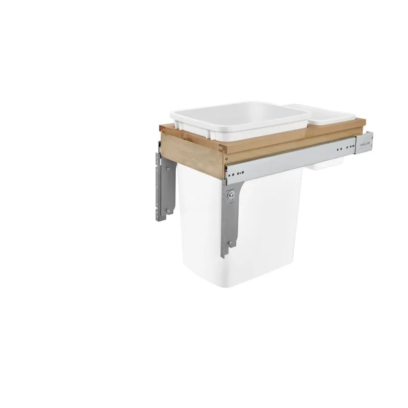 4WCTM Series White Top-Mount Single Waste Container Pull-Out Organizer (12" x 22.75" x 17.88")