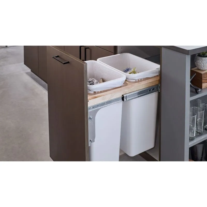 4WCTM Series White Top-Mount Single Waste Container Pull-Out Organizer (12" x 22.75" x 17.88")