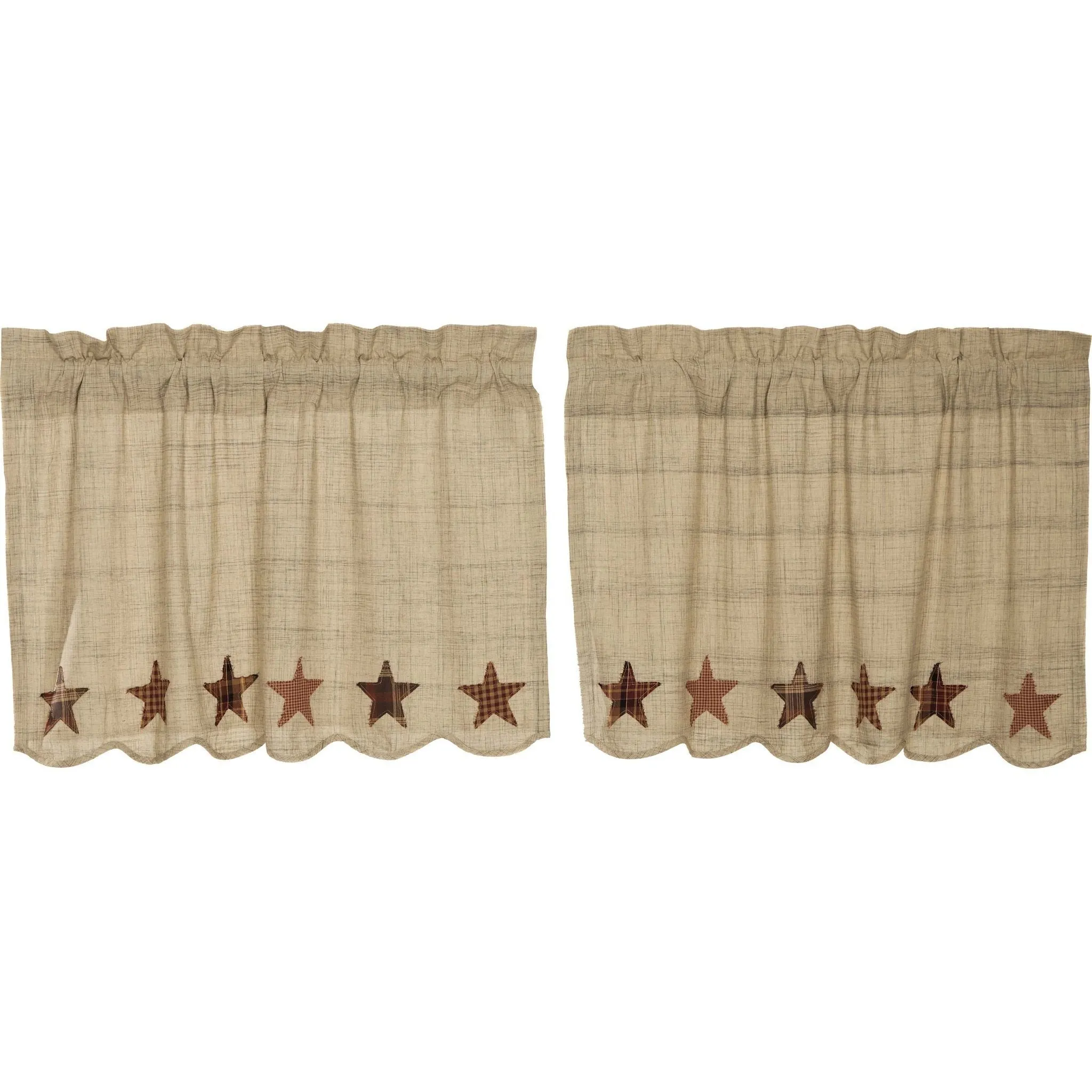 Abilene Star Scalloped Lined Tier Curtains 24"