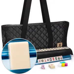 American Mahjong Set, "Midnight Ebony" with Black Soft Case - Racks with Pushers, Scoring Coins, Dice, and Wind Indicator