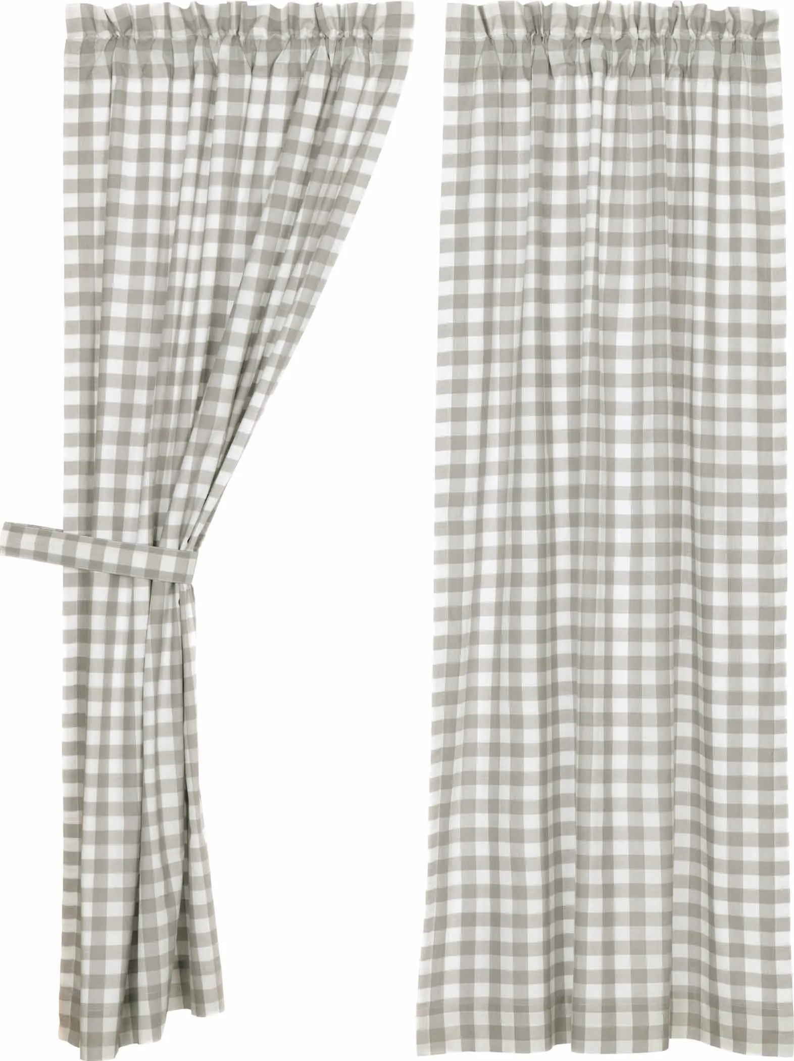 Annie Buffalo Check Grey Lined Short Panel Curtains 63"