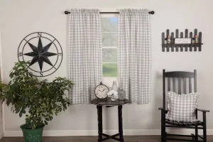 Annie Buffalo Check Grey Lined Short Panel Curtains 63"