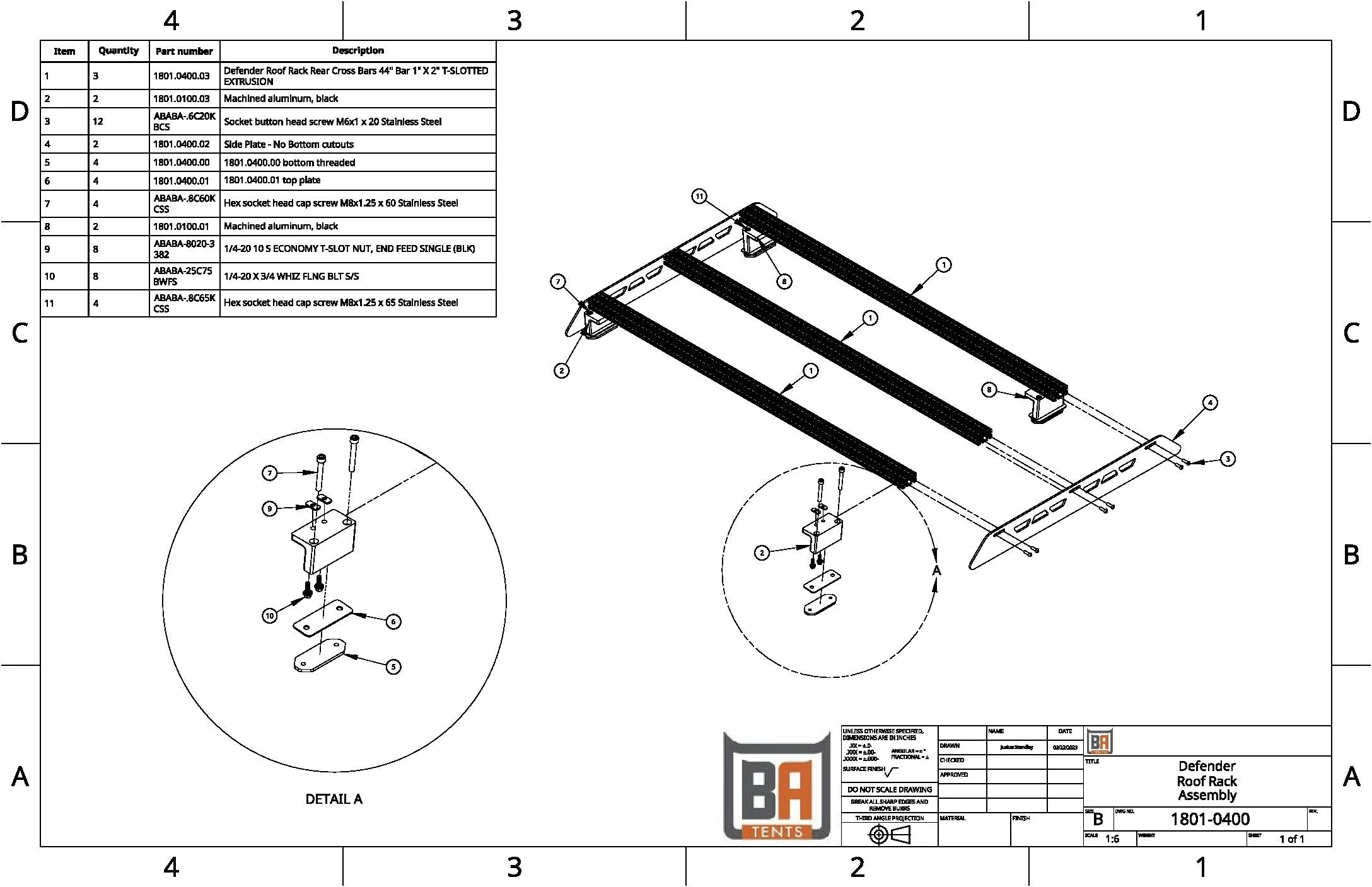 Badass Tents 2020-24 Land Rover NEW Defender Roof Rack (fits 90, 110 & 130)