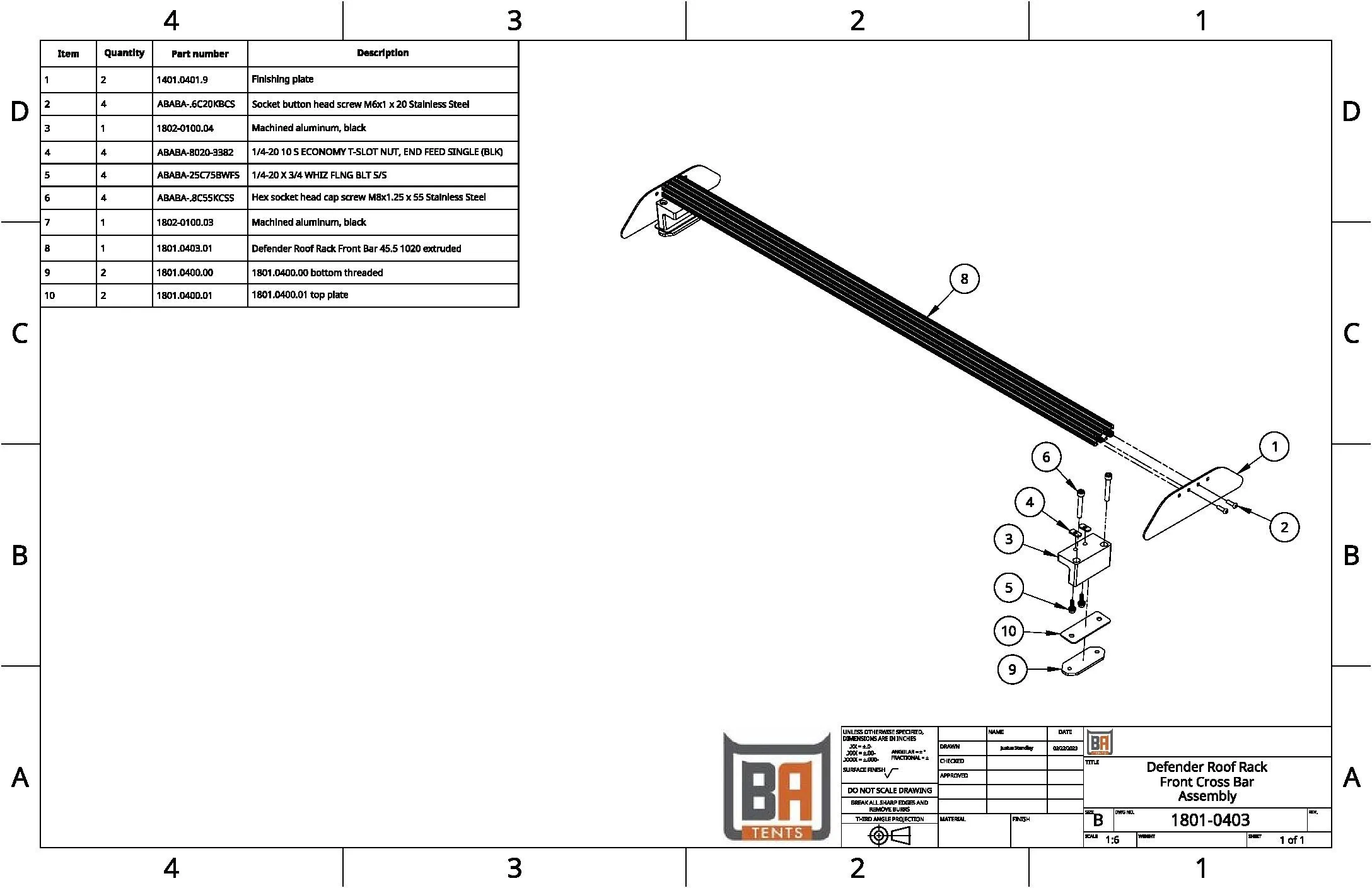 Badass Tents 2020-24 Land Rover NEW Defender Roof Rack (fits 90, 110 & 130)