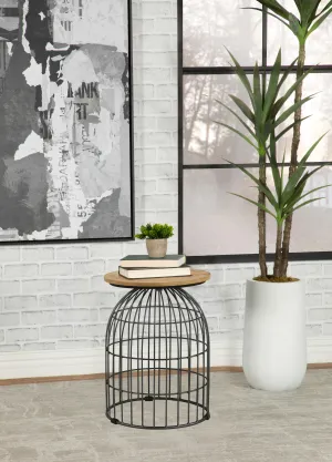 Bernardo Round Accent Table with Bird Cage Base