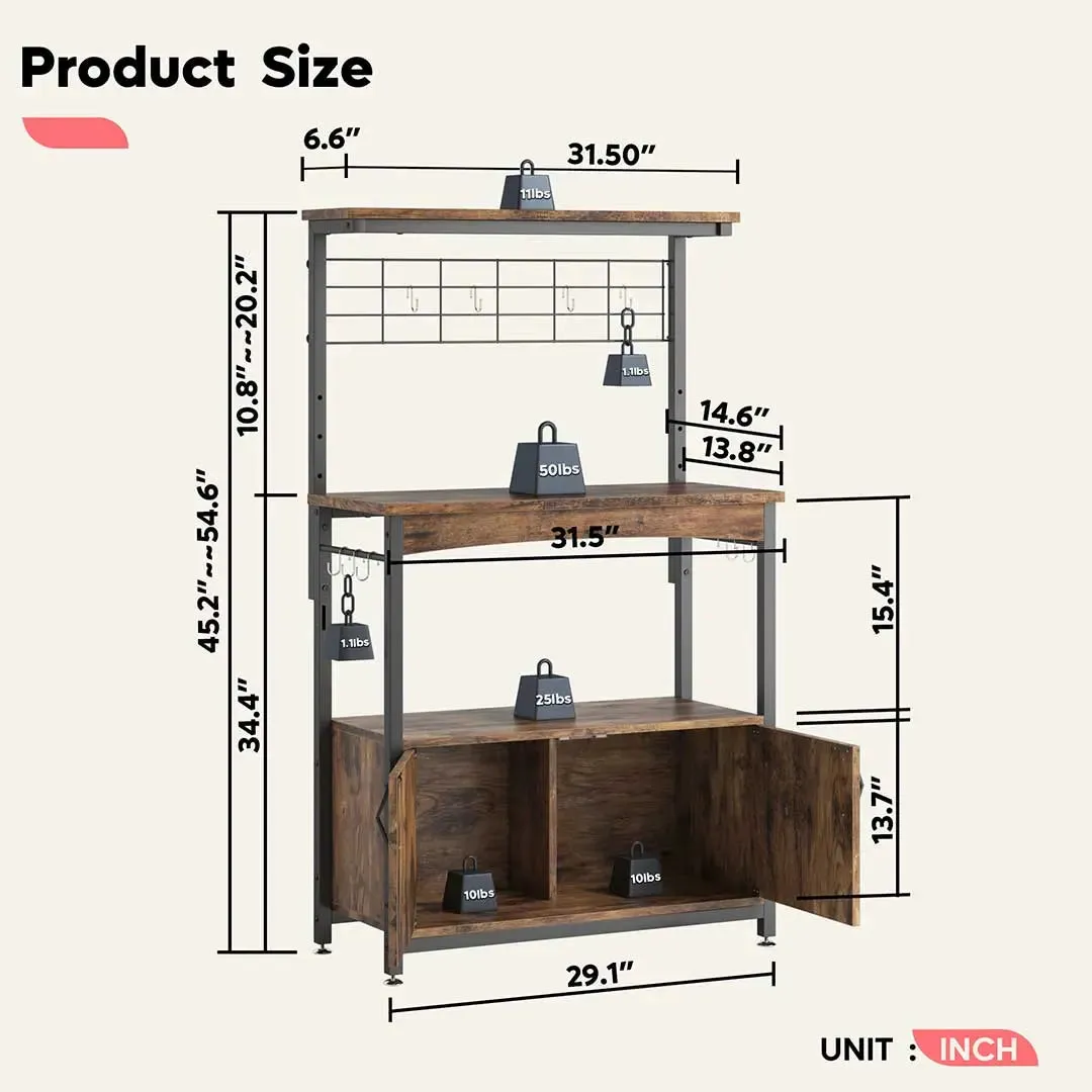 Bestier Microwave Stand with Storage Cabinet Bakers Racks