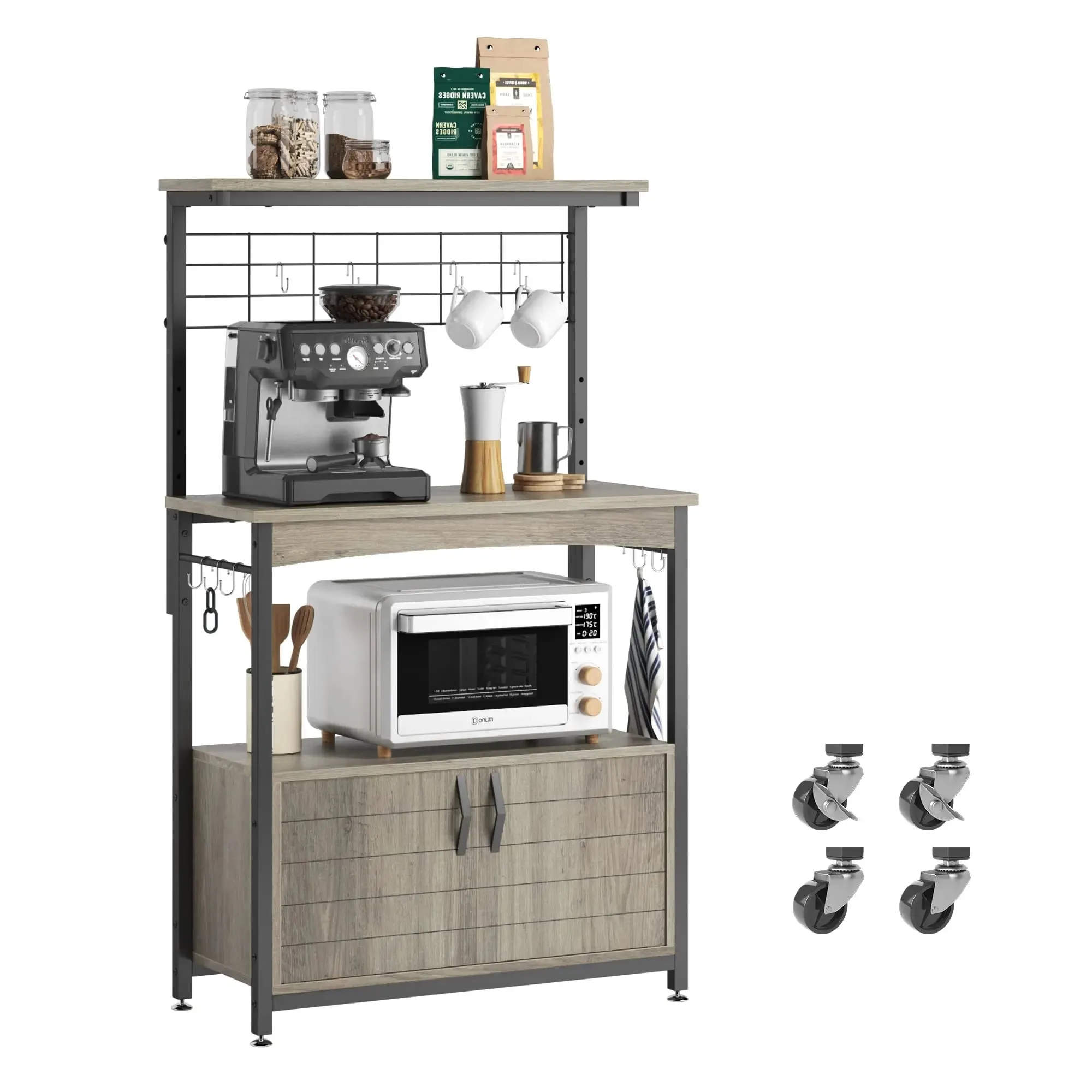 Bestier Microwave Stand with Storage Cabinet Bakers Racks