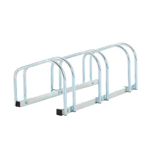 Bike Stand Parking Rack Floor or Wall Mount Bicycle Cycle Storage Locking Stand 76L x 33W x 27H (3 Racks, Silver)