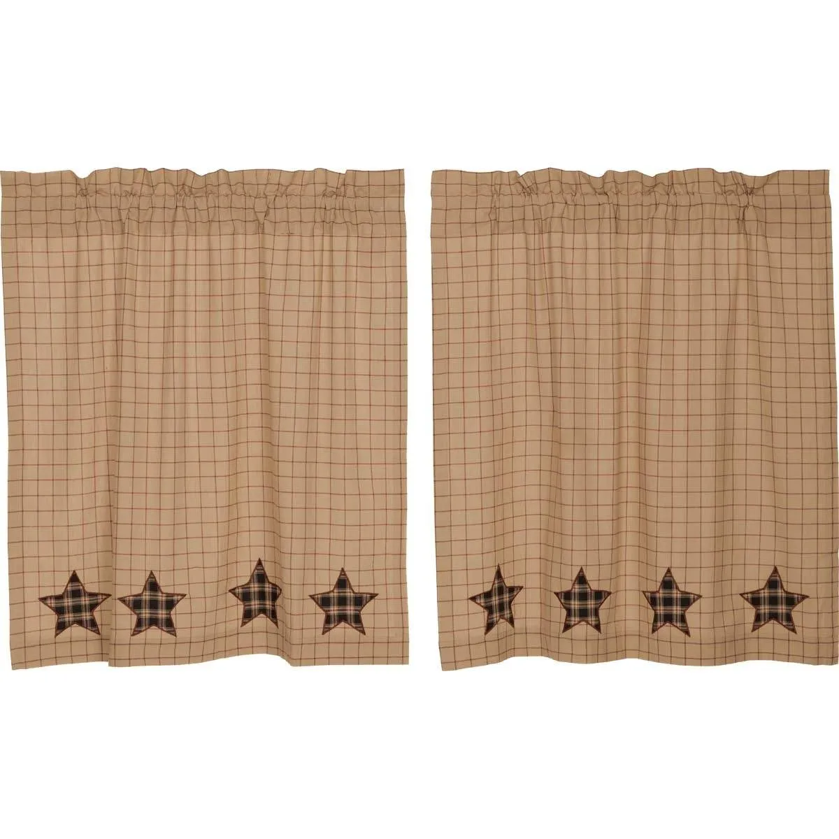 Bingham Star Applique Lined Tier Curtains 36"