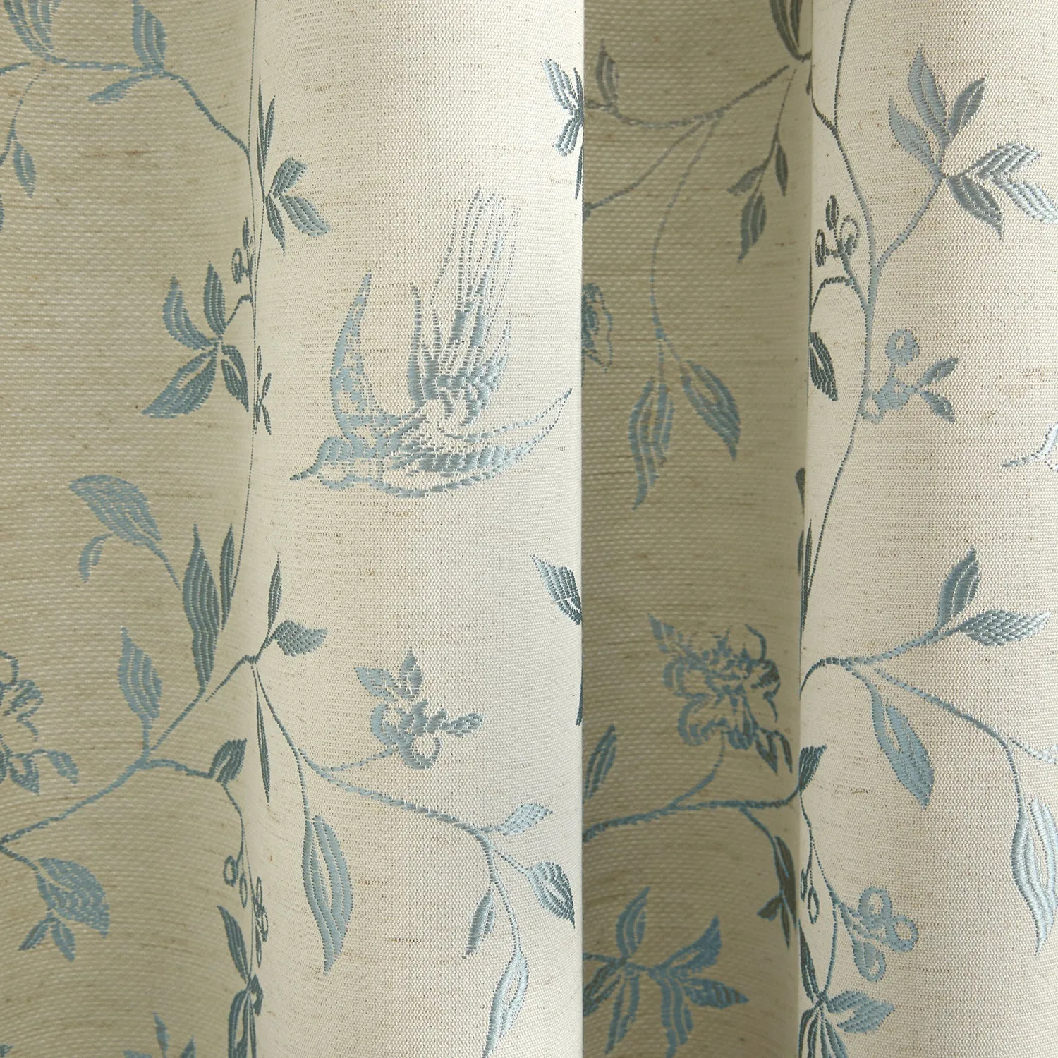 Bird Trail Duck Egg Jacquard Pencil Pleat Curtains