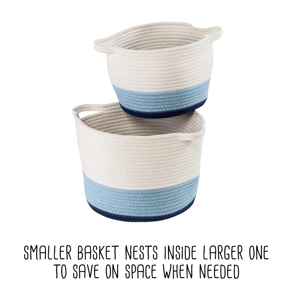 Blue/White Ombré Cotton Rope Nesting Basket (Set of 2)