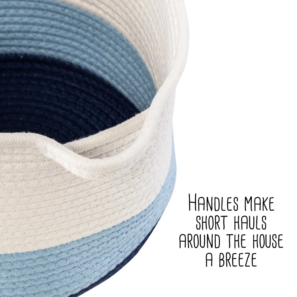 Blue/White Ombré Cotton Rope Nesting Basket (Set of 2)