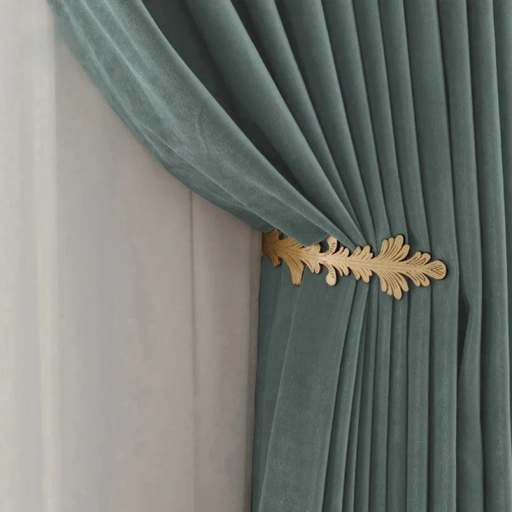 Brittany Velvet Plain Curtains - Light Teal / Cyan