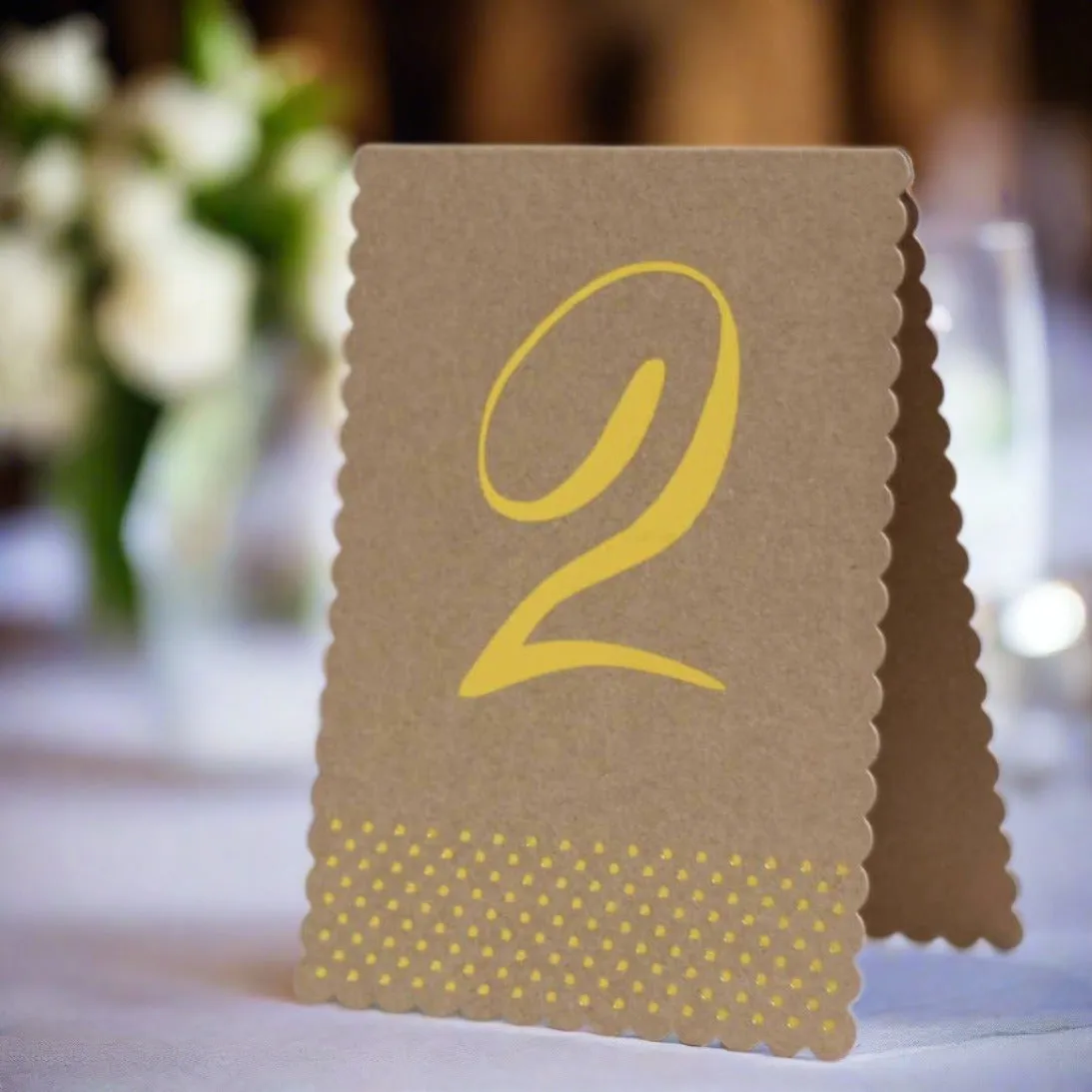 Brown Kraft Table Numbers With Gold Foil (Set of 12) Wedding Stationery