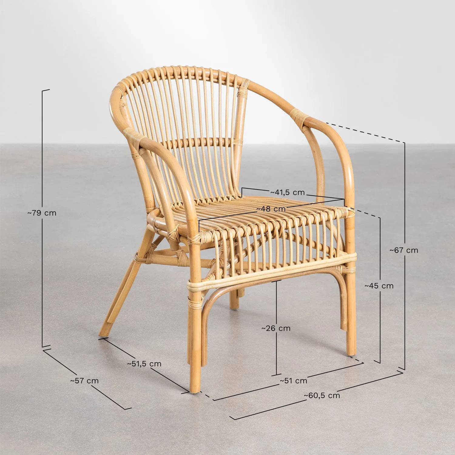 Cane chairs for Lounge | Bamboo Chairs for garden - Larisa