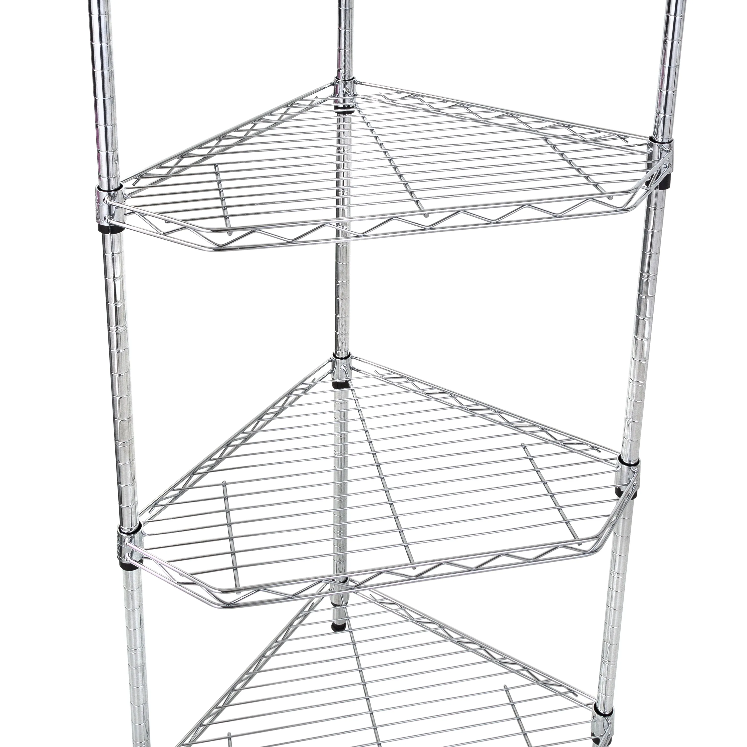 Chrome Steel 6-Tier Compact Corner Shelving Unit