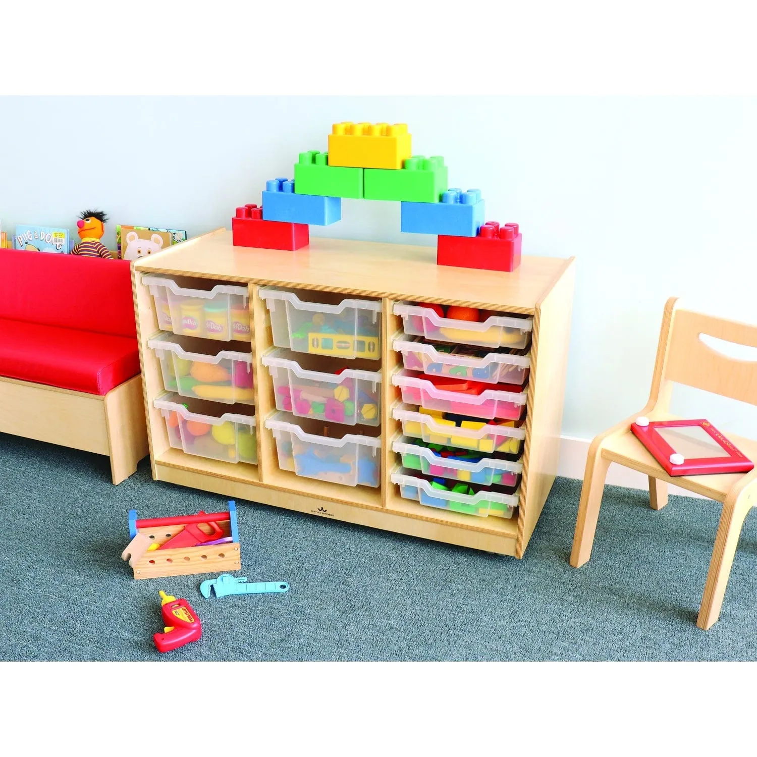 Clear Tray Triple Column Storage Cabinet