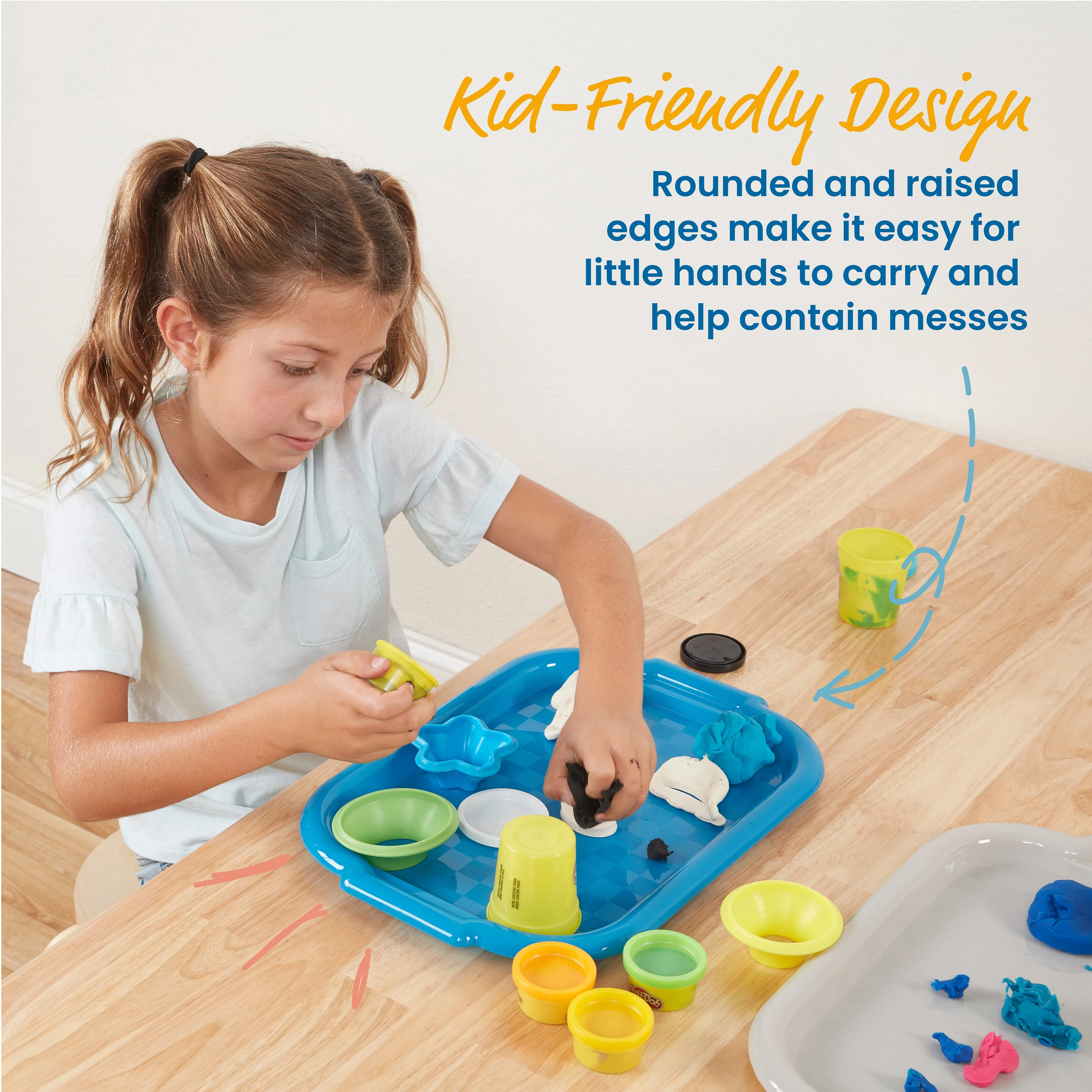 Colorful Plastic Art Trays for Kids, Multipurpose Craft Trays, 6-Piece