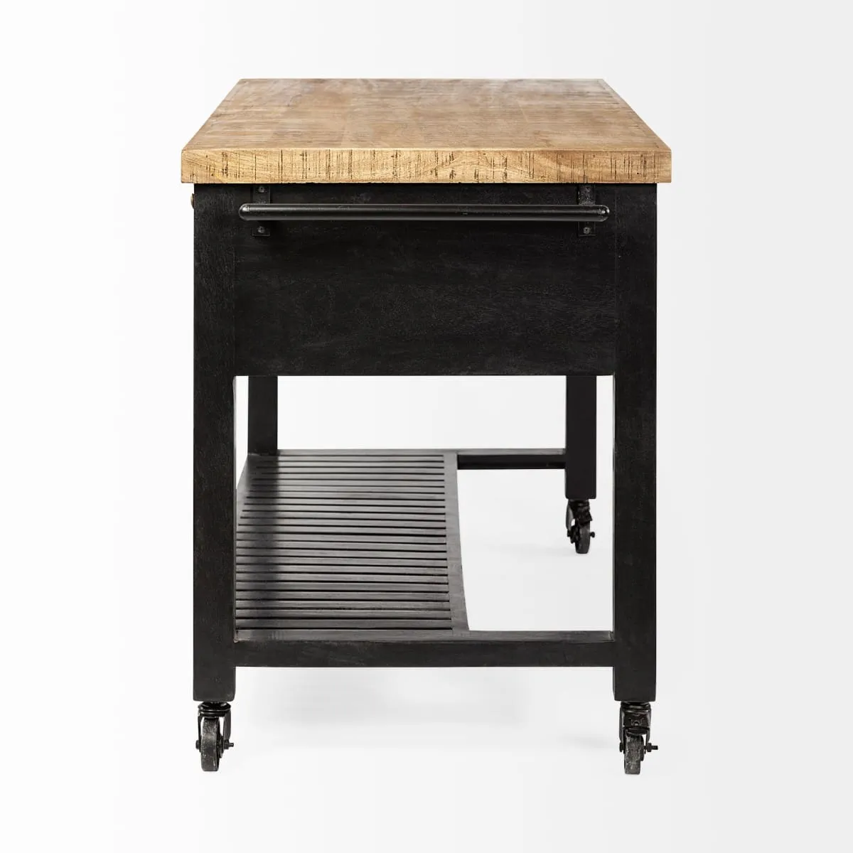 Columbia Large Kitchen Island Black Wood | Rectangle