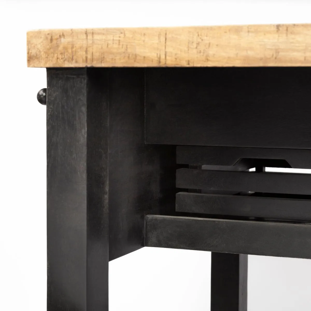 Columbia Large Kitchen Island Black Wood | Rectangle