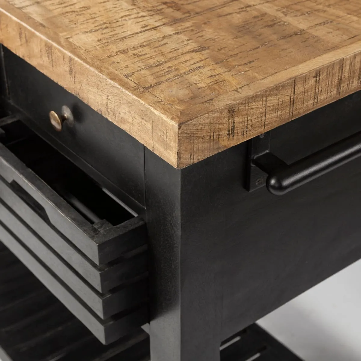 Columbia Large Kitchen Island Black Wood | Rectangle